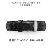 【Daniel Wellington】DW 錶帶 Classic Reading 20mm 爵士黑壓紋真皮錶帶 銀