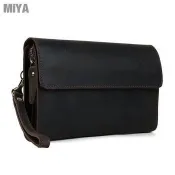 MiYA 米亞  Qimat 義大利磨砂牛皮真皮復古男手拿包 棕色