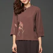 【古典美】古典美 97063 皺皺布手繪花苞衣(茶禪服/中國風/國服/漢服/手染服/棉麻/亞麻/天然纖維)