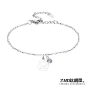 女款手鍊 Z.MO鈦鋼屋 簡約圓牌手鍊 水鑽手鏈 白鋼手鍊 閨蜜手鍊 姊妹禮物 情人禮物 聖誕節送禮物【AJS113】