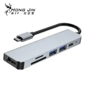 【蝦皮直營】宏晉 TYPE-C 多轉擴充讀卡器 集線器 TYPE C轉HDMI 4K 擴充槽 USB3.0 現貨 拓展塢