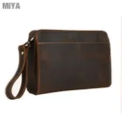 MiYA 米亞  Boss 義大利磨砂真皮牛皮男手拿包 深棕
