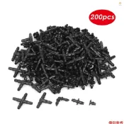 Casytw 200 件灌溉配件套件滴灌帶刺連接器兼容 1/4 英寸水軟管連接器,用於花園草坪滴灌系統(20 4 通接頭