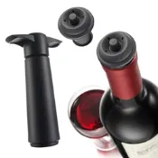 《VACU VIN》荷蘭 抽真空器+酒瓶塞2入-黑-- 紅酒塞 真空瓶塞 保鮮瓶塞 葡萄酒塞