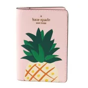 kate spade 鳳梨印花皮革證件夾－粉