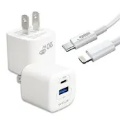 【PChome 24h購物】【超值組合】WELLY 氮化鎵GaN 雙輸出迷你充電器+PD20W Type-C to Lightning 快速傳輸充電線 R99N