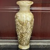 老物件古玩撿乾隆年制古董玉石高古玉漢白玉做舊鎏金花瓶十八羅漢-202507