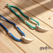 【原風藝站】陶製山豬牙項鏈｜金剛結雙珠｜原住民 族服 台灣印象 豐年祭