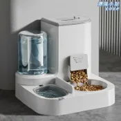 港灣小站 【護頸雙碗】寵物餵食器 貓碗 狗碗 自動餵食器 飲水器 貓食盆 貓糧碗 雙碗設計 保護頸椎 一體式餵水 寵物用品