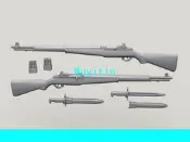 【限時下殺】傳奇 LF3D030 1\/35 M1 加蘭德步槍 樹脂白膜[小音嚴選W3]