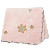 CELINE 粉底雪花刺繡棉質字母LOGO小方巾(28CM)