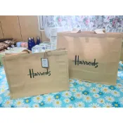 英國 Harrods 英倫百貨公司內才有的購物袋喔 麻布環保材質購物袋