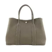 【Hermes 愛馬仕】H051568CK 18經典Garden Party 30 牛皮暗釦手提包(灰褐色)