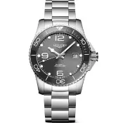 【LONGINES 浪琴】深海征服者浪鬼陶瓷潛水機械錶-灰x銀/41mm(L3.781.4.76.6)