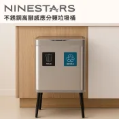 【福利品出清】美國NINESTARS 不銹鋼高腳感應分類垃圾桶