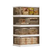 (店+)【品樂生活】面52.7cm四層款免組裝一體式磁吸摺疊收納箱HE5234-4WT(塑膠收納櫃/分層收納櫃/置物櫃)