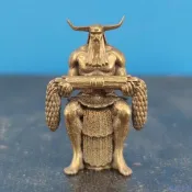 改運氣運神農大帝 人王伏羲 三皇炎帝 人皇伏羲 神農氏 黃銅彩繪 佛像 五穀神農 銅像 擺件