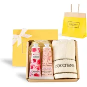 (店+)L'OCCITANE 歐舒丹 玫瑰櫻花護手霜禮盒 30mL×2 附毛巾 紙袋 禮盒組 法國製