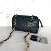 Chanel黑色小羊皮革斜背包 單肩包 側背包 中古包 二手包 古董包