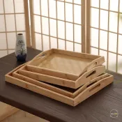 【Wila維樂⭐免運】 竹製木托盤長方形家用茶盤飯店餐廳提手餐盤竹木收納托盤燒烤盤子