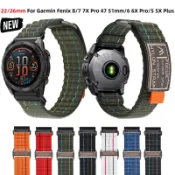 22 毫米 26 毫米尼龍魔術貼錶帶兼容 Garmin Fenix 5 5X Plus 3 3HR/Epix 7X So