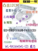 『中部批發』威力天花板節能風扇 輕鋼架循環扇 醫院 18吋扇葉 WL-RA16W(WL-12系列) 12CM