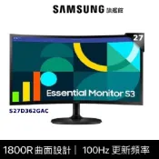 SAMSUNG 三星 27吋 曲面螢幕 S36GD 黑 蝦幣回饋 S27D362GAC
