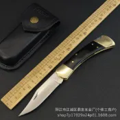 臺灣熱賣🔥經典巴克戶外折刀高品質黃銅黑檀木口袋防身小刀水果刀
