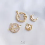 Ala- 粘天然母貝14K包金貝殼日月星辰宇宙星球月亮吊墜diy手鍊項鍊掛件