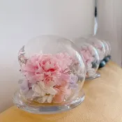 【母親節禮物】Kiitosflorist 10cm永生花迷你玻璃球 - 雙玫瑰