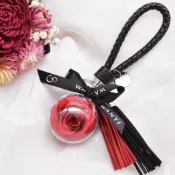 WANYI 不凋花玫瑰鑰匙圈  /乾燥花/美女與野獸/繡球/永生花/吊飾/結婚/婚禮小物/生日禮物/情人節/畢業禮物