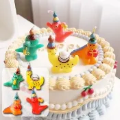 可愛恐龍生日蠟燭-4入(造型蠟燭 慶生道具 慶祝 周年紀念 派對 許願 插牌 蛋糕 週歲 烘焙裝飾 插件)