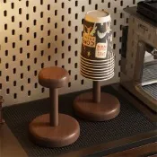 胡桃色桌面紙杯架（杯架收納置物架 一次性杯子取杯器 咖啡水杯座 桌上型紙杯架 杯具整理架）