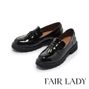 FAIR LADY 小時光 復古流蘇漆皮厚底樂福鞋 漆黑 (5A2833)