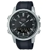大高雄鐘錶城 CASIO卡西歐 AMW-880-1AV 卡西歐雙顯膠帶錶-黑/47mm｜樂天領券現折★全館特惠中★指定刷卡回饋10%