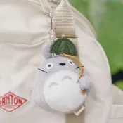 JPGO Q版 灰龍貓撐傘 絨毛 造型娃 扣式鎖圈 龍貓totoro 宮崎駿 吉卜力 吊飾 4974475905237