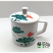 評鑑杯 彩繪荷花 150cc  鋸齒出水口 台灣承漢 沖泡杯 隨貨附發票 - 林茶趣