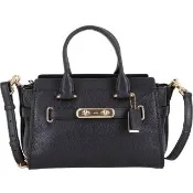 【COACH】Swagger 27 展示品 雙旋釦荔紋皮黑色手提斜背包-正釦帶反破皮 內裡破皮(手提包 斜背包 肩背包)