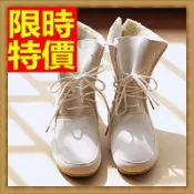 現貨+預購 雪靴 女短筒靴子-純色繫帶保暖真皮女鞋子2色64r37【獨家進口】【米蘭精品】