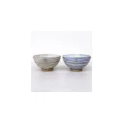(店+)【美濃燒】【日本製 六魯 ROKURO】Blut's 美濃燒梅花皮條紋湯碗｜丼飯碗｜湯麵碗｜茶色／青色