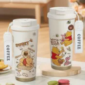 熱銷推薦👍維尼熊保溫杯咖啡杯 小熊維尼保溫杯 學生水杯辦公杯 吸管直飲便攜水杯 Winnie小熊維尼水杯咖啡杯