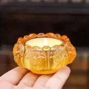 【七彩蓮花酥油燈】水晶琉璃長明燈座 佛前供燈 八吉祥燭臺 家用燈座 酥油燈底座 蓮花燈 長明燈 燈座