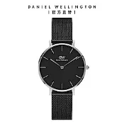 Daniel Wellington DW 手錶 Petite Ashfield 32mm寂靜黑米蘭金屬錶 DW00100202