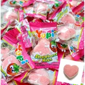 【方便購】YUPI 呦皮草莓味QQ軟糖！雙色愛心軟糖💗／水果糖情人節喜糖訂婚結婚新年送禮