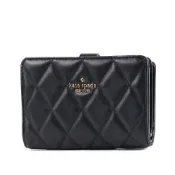 KATE SPADE 絎縫菱格紋對開釦式中夾-黑色