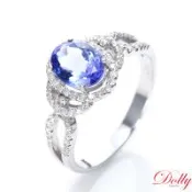 Dolly 14K金 天然丹泉石1克拉鑽石戒指-007