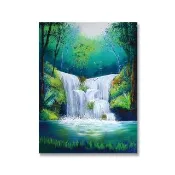 【24mama 掛畫】單聯式 油畫布 瀑布 森林 無框畫-30x40cm(瀑布)