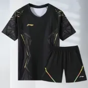 XS~5XL 大尺碼 李寧羽球衣 速乾透氣 短袖羽球衣 勝利羽球服 羽毛球衣 羽球服 情侶比賽運動套裝 男女同款 團體衣