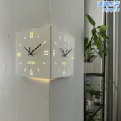 漣漪生活 【靜音掃秒】掛鐘 轉角鐘 金屬雙面鐘 裝飾鐘 背景牆鐘 臥室鐘 時鐘 掃秒機芯 靜音設計 亞馬遜風格 壁掛式 簡約北歐風