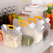 透明吸嘴雜糧袋 食品級防潮手提設計 五穀大米豆子收納 家用廚房密封袋